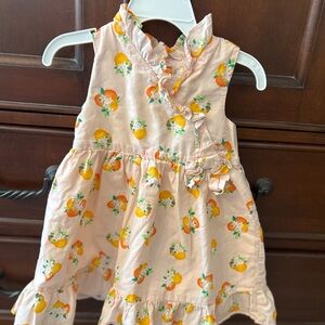 kate spade Peach and Orange Floral Fruit Print Ruffle Dress